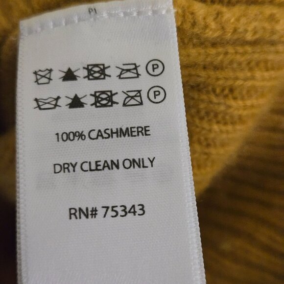 Rachel Zoe 100% Cashmere V Neck Mustard Ribbed Hems Sweater Size S - Picture 4 of 4